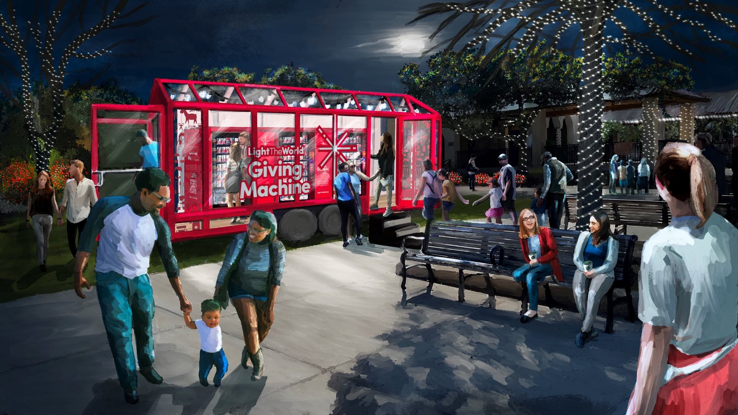 An artist’s rendering of the Light the World Mobile Giving Machine that will be at the St. Augustine Visitor Center on Nov. 25-29. It is a reverse-vending machine that provides items for those in need.